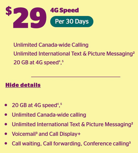 FREE SIM Card Koodo Mobile with 30 Days 4G Prepaid Plan $29