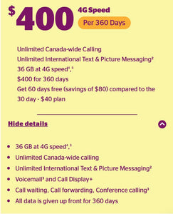 FREE SIM Card Koodo Mobile with 360 Days 4G Prepaid Plan $40