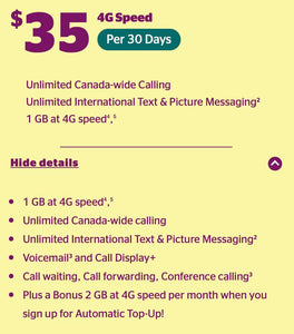 $35 4G Prepaid Plan 30 Days + FREE SIM Card Koodo Mobile