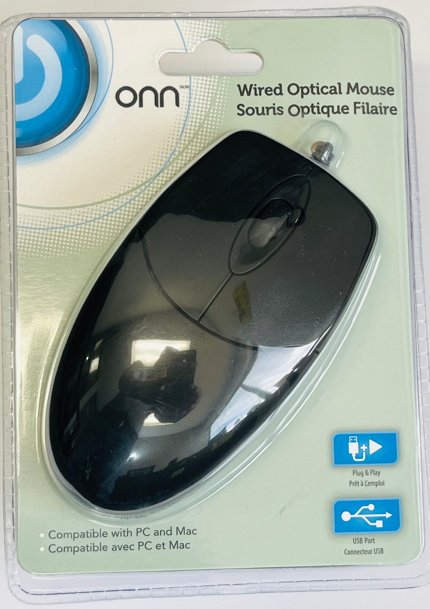 ONN Wired Optical Ergonomic Mouse - Cored 3-Button USB Computer Mice for laptops,Chromebook,MacBook,PC Computer (Black)