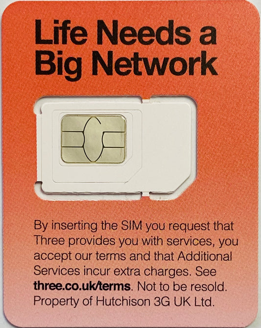 FREE p-SIM UK3 Mobile Plan 30 Days UK 100GB + EU 12GB