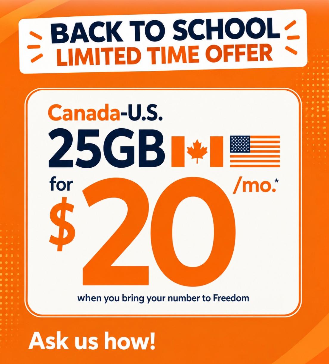 25 GB for $20/m Average with Canada & USA Roaming - FDM Prepaid Plan