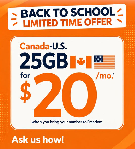 25 GB for $20/m Average with Canada & USA Roaming - FDM Prepaid Plan