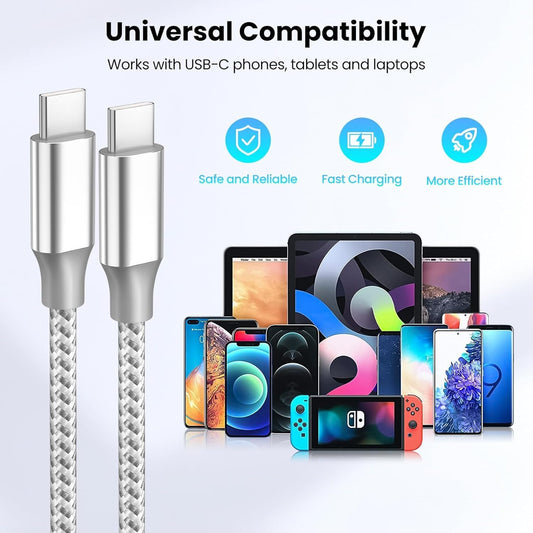 USB C Cable 3 Pack10 FT USB C to USB C Cable 60W Type C Charger Nylon Braided Compatible with iPhone 17/16 Pro/15 Pro/Plus/Max/iPad and More