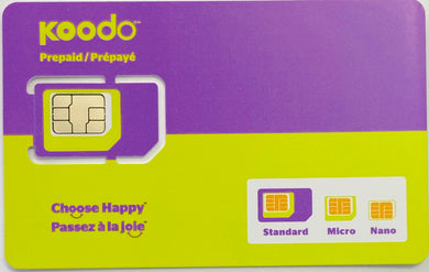 Multi SIM Card for Standard, Micro & Nano devices Subscribe Plans for Koodo (Prepaid) Mobile