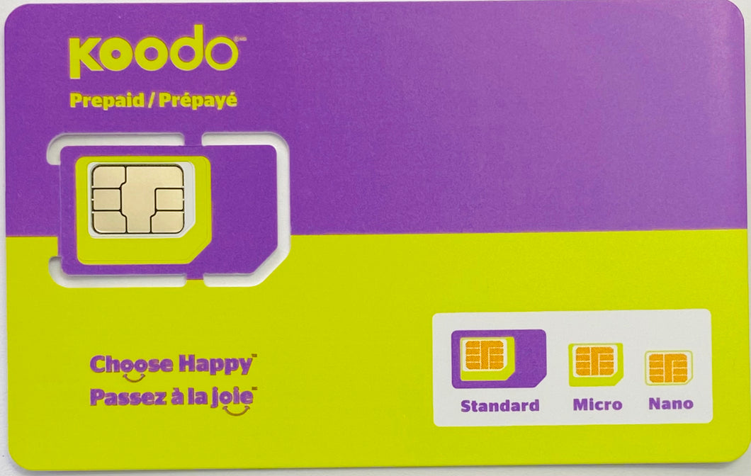 New Blank Multi SIM Card Standard, Micro & Nano devices to Subscribe Plans for Koodo Prepaid Mobile